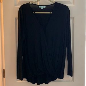 NWOT Black Hi-Low Top with Plunging Neckline